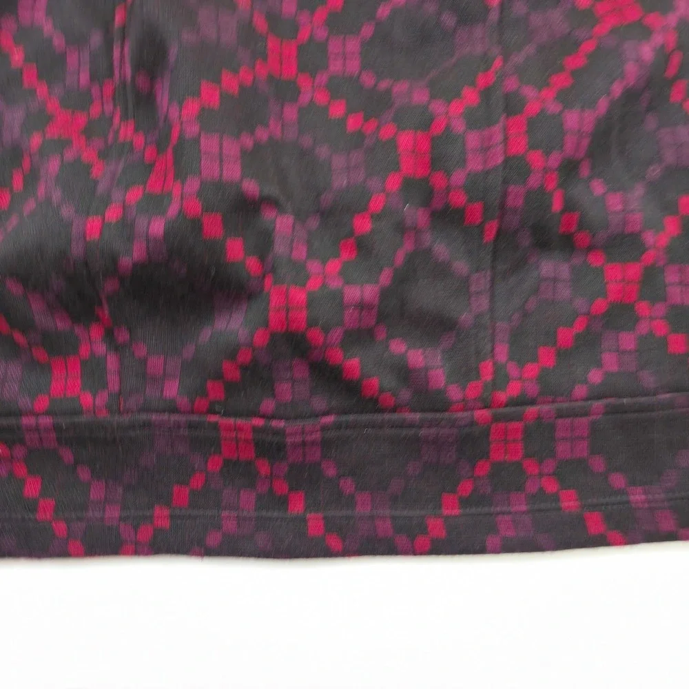 Free People Mini Skirt Womens M Burgundy Black Geometric‎ Diamond Knit Stretch